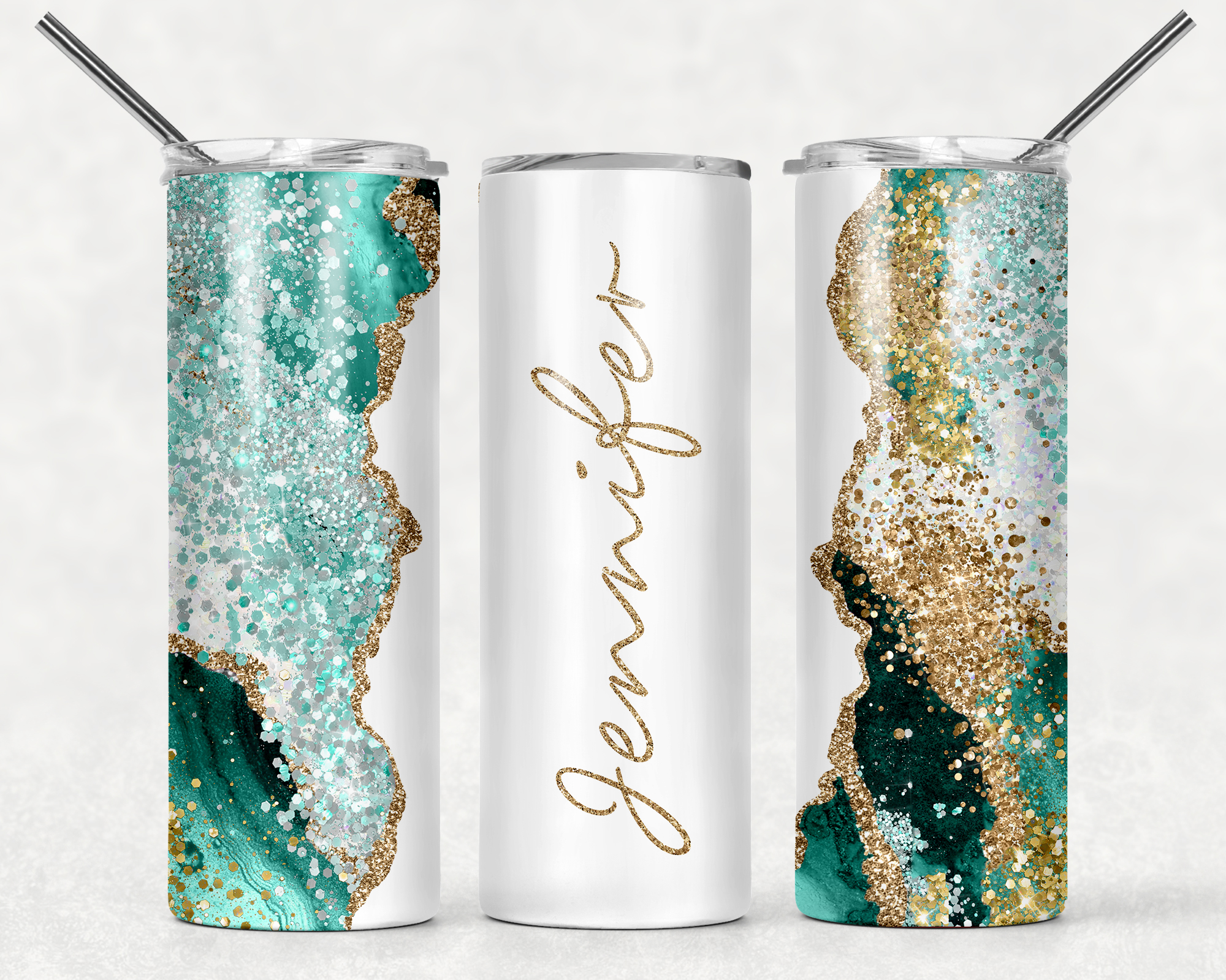 SUBLIMATION Sublimation Tumblers Marble Blue and Gold